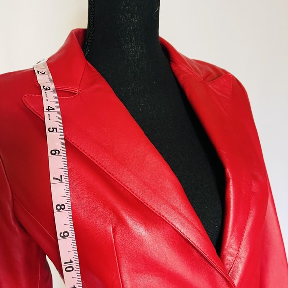 EUC Italian Fine Red Leather Peruzzi Firenze Women Jacket- Vera Pelle - Size 42 - Picture 3 of 15